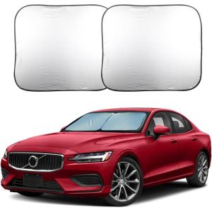 imageEcoNour 2Piece Foldable Spring RV Windshield Sunshade Reflective 240T Polyster for RVs Trucks Motorhomes Bus Side Window XXLarge Each 415 in x 50 inMedium