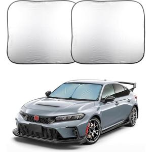 imageEcoNour 2Piece Foldable Spring RV Windshield Sunshade Reflective 240T Polyster for RVs Trucks Motorhomes Bus Side Window XXLarge Each 415 in x 50 inSmall