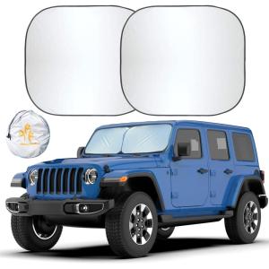 imageEcoNour 2Piece Foldable Spring RV Windshield Sunshade Reflective 240T Polyster for RVs Trucks Motorhomes Bus Side Window XXLarge Each 415 in x 50 inXSmall