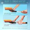imageEcoNour 27quot Aluminum Car Snow Scraper and Brush  Weaved Bristle Head with Metal Body Ice Scraper for Car Windshield  Tough Show Shovel with Ergonomic Foam Grip Winter AccessoryBlue  Orange