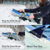 imageEcoNour 27quot Aluminum Car Snow Scraper and Brush  Weaved Bristle Head with Metal Body Ice Scraper for Car Windshield  Tough Show Shovel with Ergonomic Foam Grip Winter AccessoryBlue  Orange