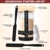 imageEcoNour 730 ml Sourdough Starter Kit  24oz Glass Sourdough Starter Jar with Thermometer Spatula Cloth Cover  DateMarked Feeding Band Ideal for Beginners  Bread Fermentation ampamp Baking Essential