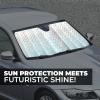 imageEcoNour Accordion Foldable Windshield Sun Shade  Jumbo Sun Visor for Truck Front Windows  UV ampamp Heat Reflective Sunshade with Durable DualLayer Design  XLarge 66quot x 27quotHolographic silver