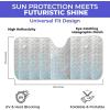 imageEcoNour Accordion Foldable Windshield Sun Shade  Jumbo Sun Visor for Truck Front Windows  UV ampamp Heat Reflective Sunshade with Durable DualLayer Design  XLarge 66quot x 27quotHolographic silver