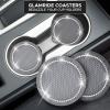 imageEcoNour Bling Cup Holder Insert 2 Pack with Push Start Button Ring 1 Pack  275 Inch Silicone Coaster Pad and 15 Inch Ring with Elegant Crystal Rhinestone  Car Interior Accessories BlackGray