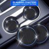 imageEcoNour Bling Cup Holder Insert 2 Pack with Push Start Button Ring 1 Pack  275 Inch Silicone Coaster Pad and 15 Inch Ring with Elegant Crystal Rhinestone  Car Interior Accessories BlackBlackblue