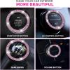 imageEcoNour Bling Cup Holder Insert 2 Pack with Push Start Button Ring 1 Pack  275 Inch Silicone Coaster Pad and 15 Inch Ring with Elegant Crystal Rhinestone  Car Interior Accessories BlackPink Coaster With Pink Ring