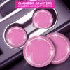 imageEcoNour Bling Cup Holder Insert 2 Pack with Push Start Button Ring 1 Pack  275 Inch Silicone Coaster Pad and 15 Inch Ring with Elegant Crystal Rhinestone  Car Interior Accessories BlackPink Coaster With Pink Ring