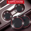 imageEcoNour Bling Cup Holder Insert 2 Pack with Push Start Button Ring 1 Pack  275 Inch Silicone Coaster Pad and 15 Inch Ring with Elegant Crystal Rhinestone  Car Interior Accessories BlackBlackred