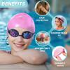 imageEcoNour Kids 2Pack Swimming Goggles with AntiFog ampamp UV Protection  Pink Waterproof Silicone Cap with Ear Plugs ampamp Nose Clips Ages 312