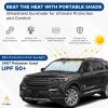 imageEcoNour Mirror Cut Foldable Windshield Sun Shade for Car  240T UV ampamp Heat Reflective Sunshade with Storage Pouch  Keeps Interior Cool  Fits Most Sedans SUVs ampamp Trucks  Medium 64quot x 32quotLarge