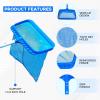 imageEcoNour Pool Skimmer Net Pool nets for Cleaning Leaves with deep rake net Heavy Duty Swimming Pool Leaf Rake Cleaning Tool with Fine Mesh Frame Fits Standard PolesBlue Skimmer Net