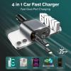 imageEcoNour Super Fast 4in1 Retractable Car Charger  PD30W Dual Lightning  82cm Long Compact ampamp Flexible  Fast Charging for iPhone Devices  Best Travel Essentials Gifts AccessoryC  C Type