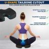 imageEcoNour Thick Memory Foam Gel Seat Cushion Black  Office Chair Cushion for Sciatica Tailbone and Lower Back pain  Orthopedic cushion for Tail bone AntiSlip Support Pillow For Seniors and DriverCharcoal Black