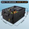 imageEcoNour Trunk Organizer for Car  SUV Collapsible Cargo Storage Box with Detachable Dividers Mesh Pockets ampamp Adjustable Straps  Multi Compartment Organizer for Groceries Tools Travel  BlackTrunk Organizer