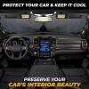 imageXLarge Truck Windshield Sun Shade 69quot x 35quot  240T Thickened Windshield Sun Shade for UV ampamp 99 Heat Blocker  Keeps Your Vehicle Cool and Truck Interior Cooling Accessory for Summer ProtectionXLarge