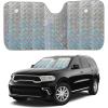 imageEcoNour Accordion Foldable Windshield Sun Shade  Jumbo Sun Visor for Truck Front Windows  UV ampamp Heat Reflective Sunshade with Durable DualLayer Design  XLarge 66quot x 27quotHolographic silver