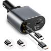 imageEcoNour Super Fast 4in1 Retractable Car Charger  PD30W Dual Lightning  82cm Long Compact ampamp Flexible  Fast Charging for iPhone Devices  Best Travel Essentials Gifts AccessoryC  C Type