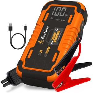 imageEcoNour 1000A Jump Starter with 10000mAh Battery  Safety Features with LED Light  Portable for Cars Trucks SUVs Vans ampamp Diesel Engines  Fast Charging Emergency Power Bank for Devices ampamp VehiclesLS 20 2500 Amps Fast Charging