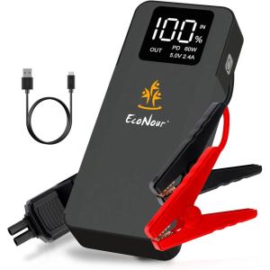 imageEcoNour 1000A Jump Starter with 10000mAh Battery  Safety Features with LED Light  Portable for Cars Trucks SUVs Vans ampamp Diesel Engines  Fast Charging Emergency Power Bank for Devices ampamp VehiclesXS 60 6000 Amps