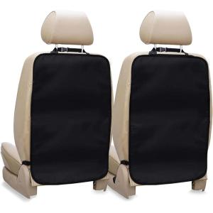 imageEcoNour 2 Pack Back Seat Protector for Kids Feet  Premium Waterproof Kick Mats with 2 Pocket Organizer  Backseat Cover for Vehicles to Protect from Dirt Mud ampamp Scratches  Travel AccessoriesBlack 27 Inch