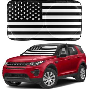 imageEcoNour 240T Windshield Sun Shade Patriotic Design  American Flag ampamp Bald Eagle  UV ampamp Heat Protection for Cars Interior Cool Trucks SUVs  Foldable Reflective Sun Visor 64quot x 32quotBlack