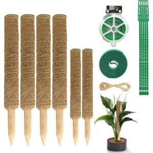 imageEcoNour 265quot 2 Pack 16quot Stackable Moss Pole for Monstera Plant Support  Moss Pole Sticks for Indoor Plants  Bamboo Plant StakesClimbingPottedPothos Philodendron ampamp Creepers with Tie Accessory605