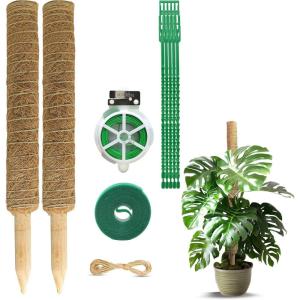 imageEcoNour 265quot 2 Pack 16quot Stackable Moss Pole for Monstera Plant Support  Moss Pole Sticks for Indoor Plants  Bamboo Plant StakesClimbingPottedPothos Philodendron ampamp Creepers with Tie Accessory265