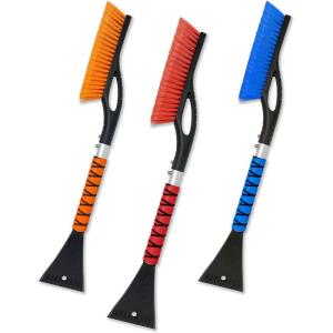imageEcoNour 27quot Aluminum Car Snow Scraper and Brush  Weaved Bristle Head with Metal Body Ice Scraper for Car Windshield  Tough Show Shovel with Ergonomic Foam Grip Winter AccessoryOrange  Red  Blue