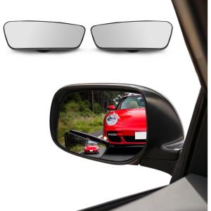 imageEcoNour Blind Spot Car Mirror 2 Pack  Wide Angle for 3x Larger View  Universal Car Rear View Mirror with Rain Guard  Side Blind Spot with Adjustable Stick for Cars SUVs and TrucksRectangle