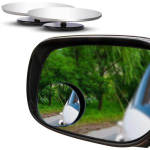 imageEcoNour Blind Spot Car Mirror 2 Pack  Wide Angle for 3x Larger View  Universal Car Rear View Mirror with Rain Guard  Side Blind Spot with Adjustable Stick for Cars SUVs and TrucksCircle