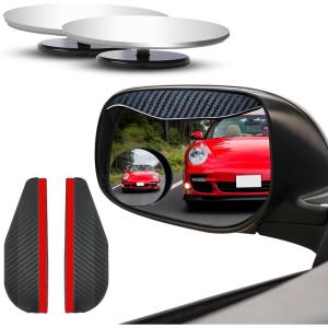 imageEcoNour Blind Spot Car Mirror 2 Pack  Wide Angle for 3x Larger View  Universal Car Rear View Mirror with Rain Guard  Side Blind Spot with Adjustable Stick for Cars SUVs and TrucksCircle With Visor