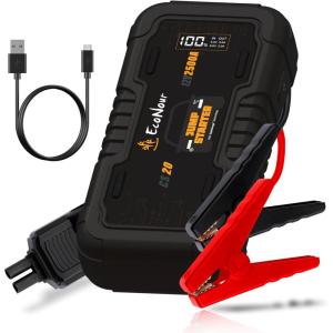 imageEcoNour Car Battery Jump Starter  Portable 2000A Battery Jumper Starter  Ideal for Up to 8L Gas ampamp 6L Diesel Engines  Car Starter with Torchlight and SOS  Compatible with Ford Benz ampamp ToyotaCS 20 2500 Amps