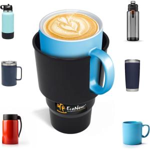 imageEcoNour Car Cup Holder Expander  Fits 3240 oz Hydro Flasks Yeti Nalgene ampamp Large Bottles up to 38quot  Universal Cup Adapter for Cars with 32quot Holders  Black