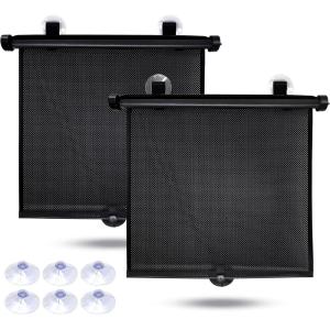 imageEcoNour Car Window Shades for Baby 2 Pack  Upgraded  Shades for Side Window  Comes with Enhanced Suction Cups ampamp Large Clips for Durability  Baby Car Accessories 18quot x 20quotBlack