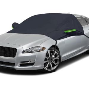 imageEcoNour Car Windshield Cover for Ice and Snow Windshield Snow Cover with Side Mirrors Cover for Snow Ice UV Fits Most Cars Trucks Vans SUVs Black
