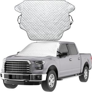 imageEcoNour Car Windshield Snow Cover  Ice Windshield Cover with 4 Layers Thickness Snow Protection Cover Easy to Use Universal Fit for CarsSUVSedanHatchback  MediumXLarge