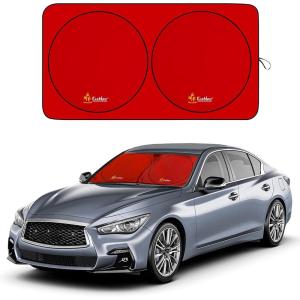 imageEcoNour Car Windshield Sun Shade 2 Pack Reflector Sunshade car Window Shades Car Reflective Sun Blocker Fits Small Sedans Mini SUVs ampamp Hatchbacks Medium 64 in x32 inRed