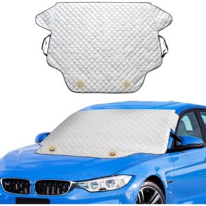 imageEcoNour Car Windshield Winter Cover for Ice and Snow  PEVA Fabric FourLayered Frost Cover with Magnetic Edges Thickened Snow Cover  Fits Most Cars SUVsCRV Van Sedan  Medium 62 x 48 inches