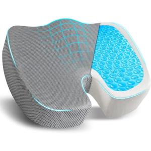 imageEcoNour Gel Seat Cushion for Tailbone Pain Relief  Computer Chair Cushion for Back Pain  Office Chair Gel Cushion for Coccyx  Ergonomic AntiSlip Cushion for Sciatica ampamp Lower Back Pain GrayGrey