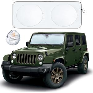imageEcoNour Mirror Cut Foldable Windshield Sun Shade for Car  240T UV ampamp Heat Reflective Sunshade with Storage Pouch  Keeps Interior Cool  Fits Most Sedans SUVs ampamp Trucks  Medium 64quot x 32quotXSmall