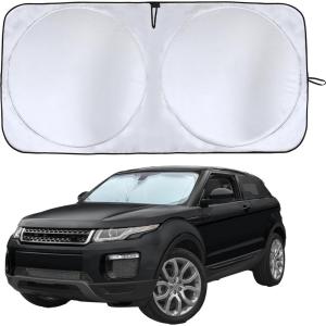imageEcoNour Mirror Cut Foldable Windshield Sun Shade for Car  240T UV ampamp Heat Reflective Sunshade with Storage Pouch  Keeps Interior Cool  Fits Most Sedans SUVs ampamp Trucks  Medium 64quot x 32quotLarge