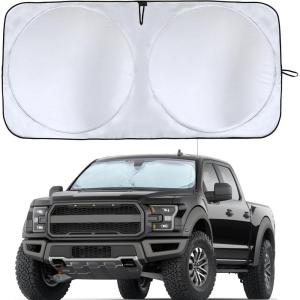 imageEcoNour Mirror Cut Foldable Windshield Sun Shade for Car  240T UV ampamp Heat Reflective Sunshade with Storage Pouch  Keeps Interior Cool  Fits Most Sedans SUVs ampamp Trucks  Medium 64quot x 32quotXLarge