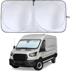imageEcoNour Mirror Cut Foldable Windshield Sun Shade for Car  240T UV ampamp Heat Reflective Sunshade with Storage Pouch  Keeps Interior Cool  Fits Most Sedans SUVs ampamp Trucks  Medium 64quot x 32quotXXXLarge