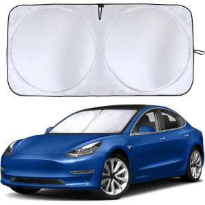 imageEcoNour Mirror Cut Foldable Windshield Sun Shade for Car  240T UV ampamp Heat Reflective Sunshade with Storage Pouch  Keeps Interior Cool  Fits Most Sedans SUVs ampamp Trucks  Medium 64quot x 32quotXXLarge