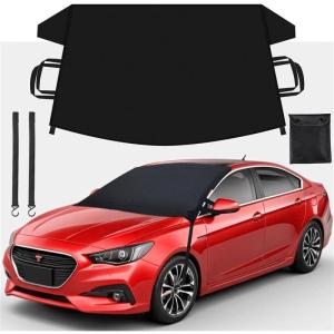 imageEcoNour Windshield Snow Cover with SHooks  HeavyDuty 600D Oxford Fabric  Waterproof Winter Car Windshield Cover for Pickup Trucks SUVs ampamp Vans  AllWeather Protection  XL 74quotx43quotMedium