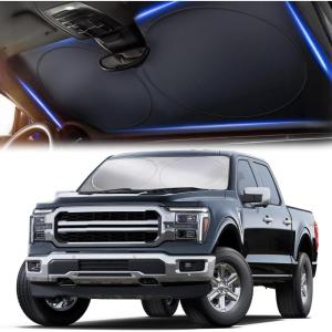 imageXLarge Truck Windshield Sun Shade 69quot x 35quot  240T Thickened Windshield Sun Shade for UV ampamp 99 Heat Blocker  Keeps Your Vehicle Cool and Truck Interior Cooling Accessory for Summer ProtectionXLarge