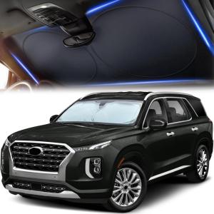 imageXLarge Truck Windshield Sun Shade 69quot x 35quot  240T Thickened Windshield Sun Shade for UV ampamp 99 Heat Blocker  Keeps Your Vehicle Cool and Truck Interior Cooling Accessory for Summer ProtectionLarge