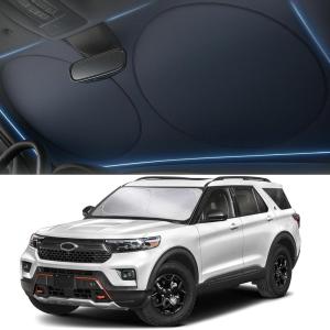 imageXLarge Truck Windshield Sun Shade 69quot x 35quot  240T Thickened Windshield Sun Shade for UV ampamp 99 Heat Blocker  Keeps Your Vehicle Cool and Truck Interior Cooling Accessory for Summer ProtectionMedium