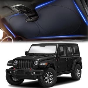 imageXLarge Truck Windshield Sun Shade 69quot x 35quot  240T Thickened Windshield Sun Shade for UV ampamp 99 Heat Blocker  Keeps Your Vehicle Cool and Truck Interior Cooling Accessory for Summer ProtectionXSmall